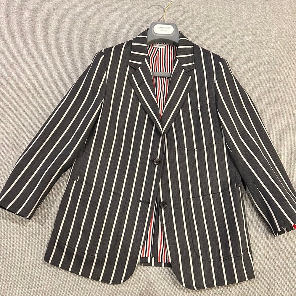 Thom Browne Dark Grey Repp Stripe Sack Jacket size IT36